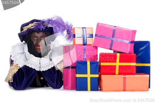 Image of Zwarte Piet with a lot of presents