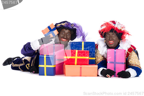 Image of Zwarte Piet with a lot of presents