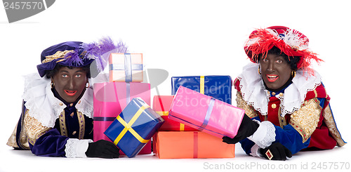 Image of Zwarte Piet with a lot of presents