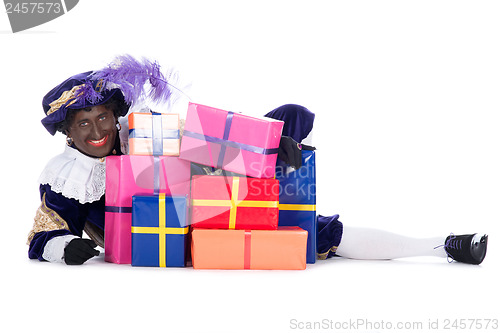 Image of Zwarte Piet with a lot of presents