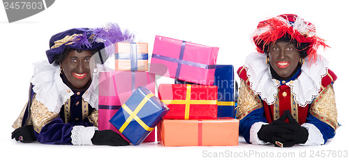 Image of Zwarte Piet with a lot of presents