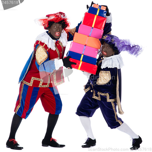 Image of Zwarte Piet with a lot of presents