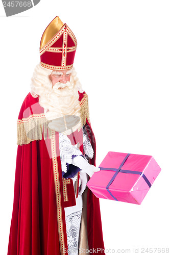 Image of Sinterklaas is giving a present