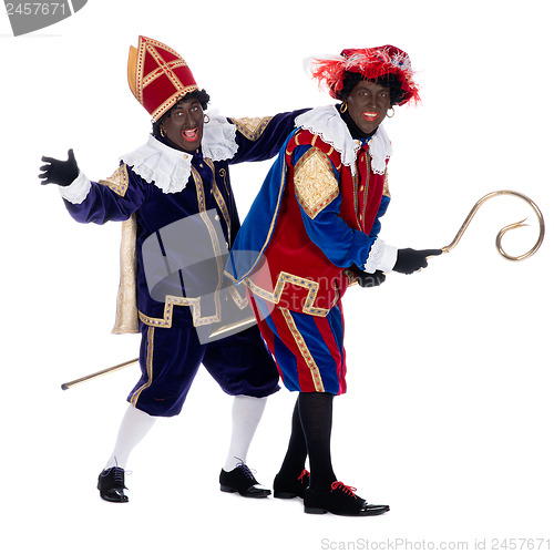 Image of Zwarte Piet and the staff of Sinterklaas