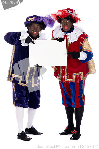 Image of Zwarte Piet with a whiteboard, to put your own text on