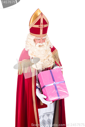 Image of Sinterklaas is giving a present