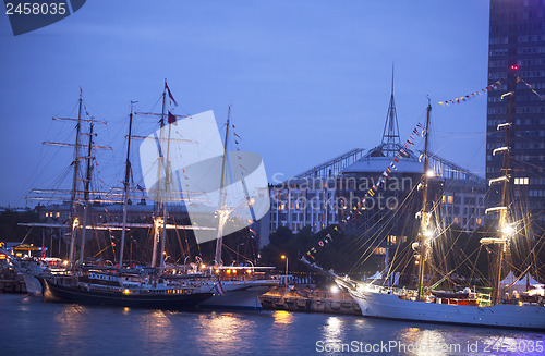 Image of Illuminated The tall ships races ships in Riga