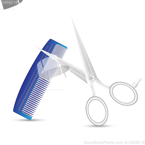 Image of barber scissors and comb
