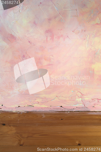 Image of Wall with pink and yellow texture