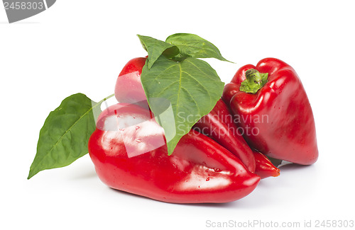 Image of Red peppers and leaves