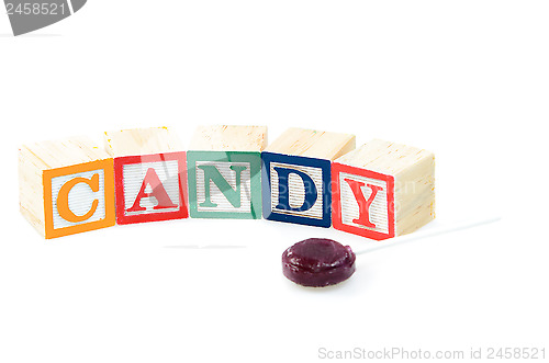 Image of Baby blocks spelling candy