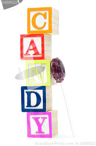 Image of Baby blocks spelling candy