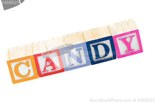 Image of Baby blocks spelling candy