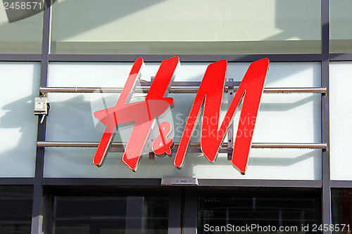 Image of Sign H&M (Hennes & Mauritz) on Store Wall
