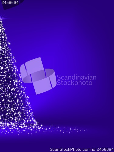 Image of Abstract green christmas tree on blue. EPS 10