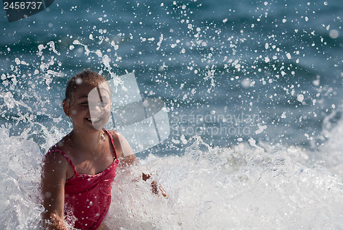 Image of Happy girl and sea