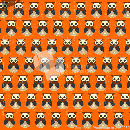 Image of retro seamless pattern with owls