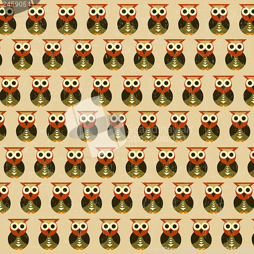 Image of retro seamless pattern with owls