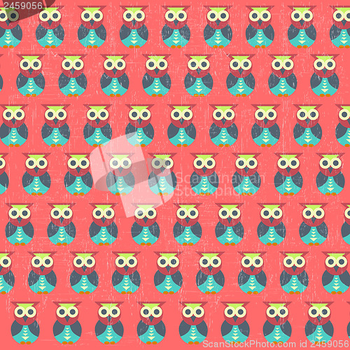 Image of retro seamless pattern with owls