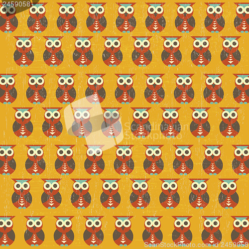 Image of retro seamless pattern with owls