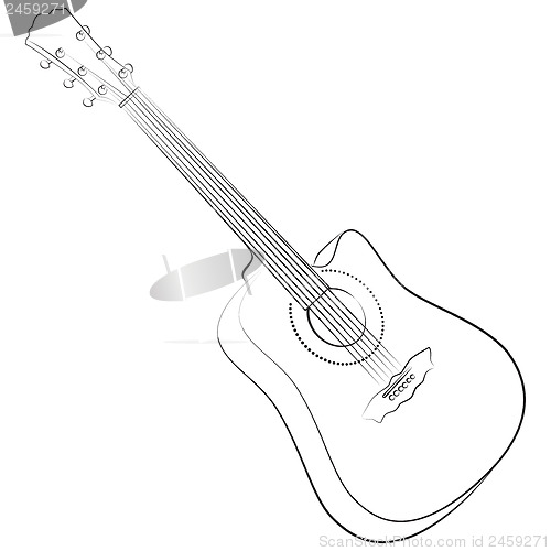 Image of Acoustic guitar. Vector illustration colorless