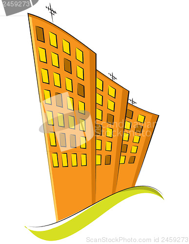Image of group of residential buildings. Vector illustration