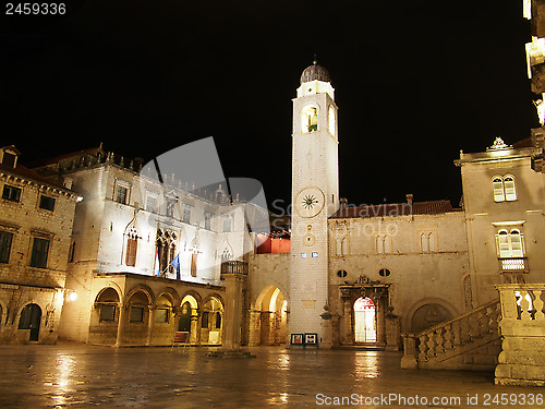 Image of Dubrovnik, august 2013, Croatia, Luza square at night