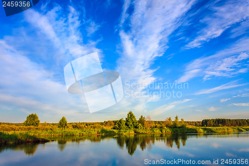 Image of Clouds Reflection On Lake River