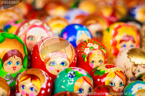 Image of Colorful Russian nesting dolls at the market