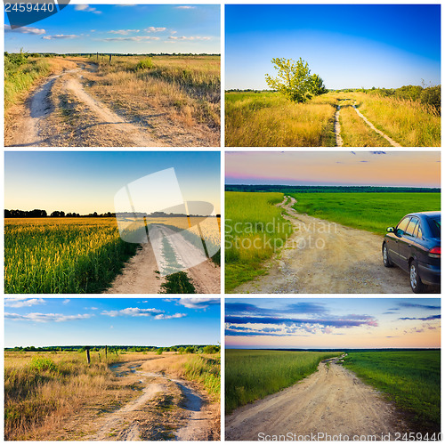 Image of Dirty Dusty Rural Road In Countryside.