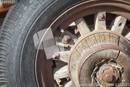 Image of Old Rusty Antique Tire Abstract