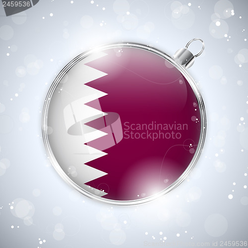 Image of Merry Christmas Silver Ball with Flag Qatar