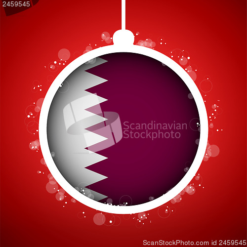 Image of Merry Christmas Red Ball with Flag Qatar