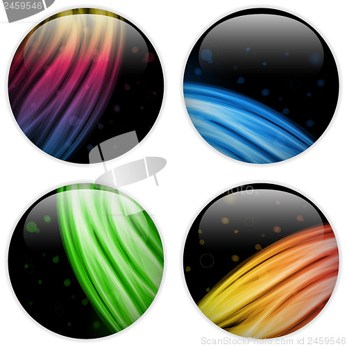 Image of Glass Circle Button Colorful Neon Waves