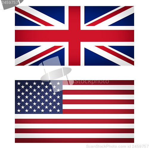 Image of UK and USA flag vignetted illustration