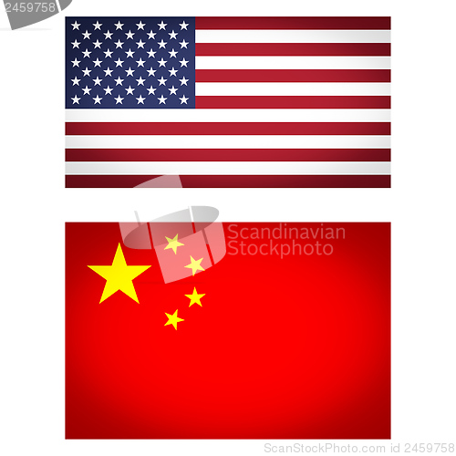 Image of USA China flag vignetted illustration