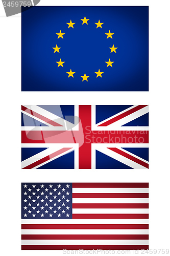 Image of EU UK USA flag vignetted illustration
