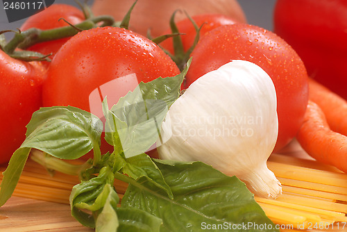 Image of Fresh ingredients for spaghetti