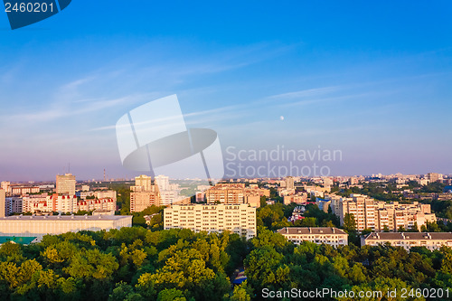 Image of Minsk (Belarus) City Quarter With Green Parks Under Blue Sky