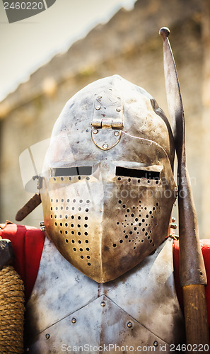 Image of Medieval knight in helmet