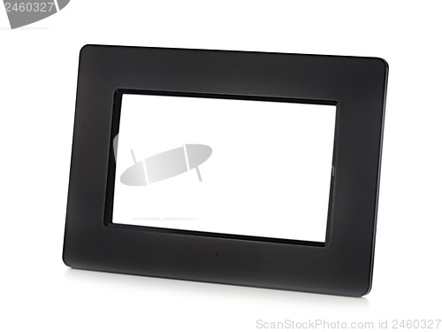 Image of Black digital LCD photo frame with place for your photo  isolate