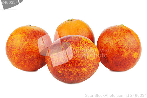 Image of Ripe red blood oranges isolated on white background.