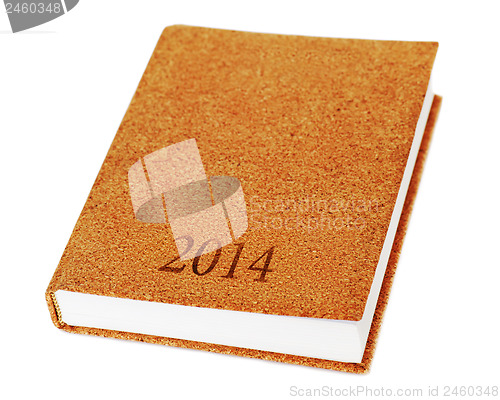 Image of 2014 diary book isolate on white background. 