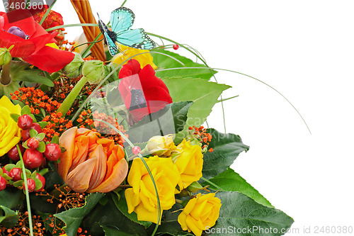 Image of Fragment of colorful bouquet isolated on white background.