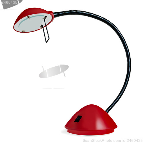 Image of Red table lamp isolated on a white background.