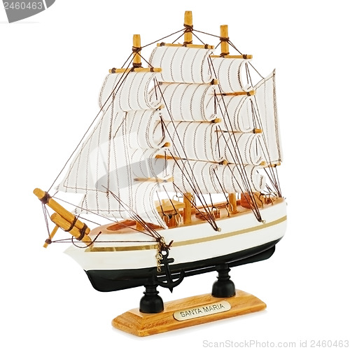 Image of Old sailboat model isolated on white background.
