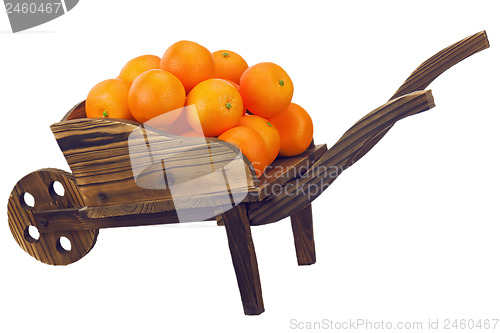 Image of Oranges on pushcart  isolated on white.