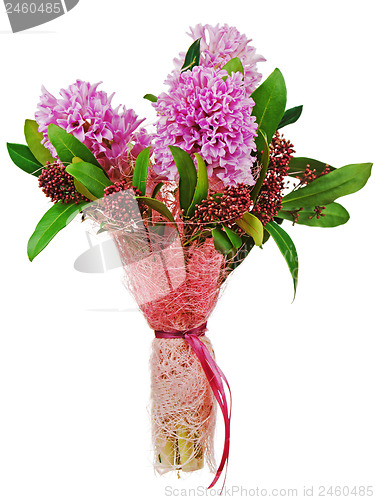 Image of Bouquet from hyacinth isolated on white background.