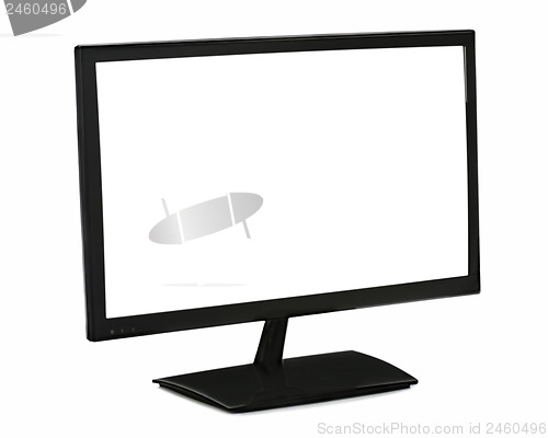 Image of Black lcd monitor isolated on white background.