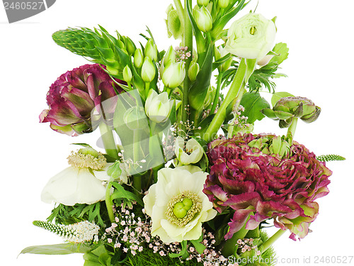 Image of Fragment of colorful bouquet isolated on white background. Close